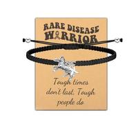 CHOORO Rare Disease Warrior Gift Rare Disease Awareness Gift Zebra Ribbon Charm Bracelet Chronic Illnesses Warrior, Adjustable braided rope and alloy, no gemstone