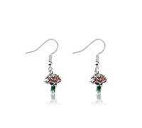 CHOORO Tiny Flowers Bouquet Pendant Dangle Earrings Flower Bouquet Jewelry Bridesmaid Proposal Gift, Metal, No Gemstone