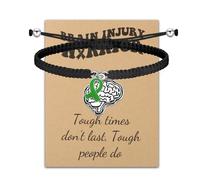 CHOORO Traumatic Brain Injury Awareness Bracelet Gift Brain Tumor Awareness TBI Awareness Gift Green Ribbon Awareness Jewelry, 3.5, alloy