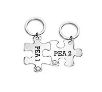 CHOORO Twins Keychain Set Two Peas in A Pod Pea 1 & Pea 2 Keychain Set Twins Jewelry Gift for Twin Sister/Brother Best Friend, Pea1 & Pea2 Set, 4*2