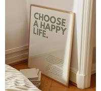 Choose A Happy Life Positive Quote Print Green Wall Art Typrography Print Home Decor Green Accessories