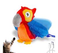 CHOOSE-IT Cat Toy Realistic Chirping and Flapping Wings Interactive Bird Toy for Bored Cats, Includes Catnip Compartment and Noise-Making Feature Rechargeable Motion Sensor Touch Activated(Parrot)