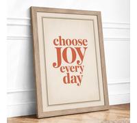 Choose Joy Every Day Typography Framed Wall Art Print A1 Oak
