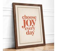 Choose Joy Every Day Typography Framed Wall Art Print A2 (59.4×42cm) Walnut, Wall Decor for Living Room, Bedroom, Office & Home, Ready to Hang, Art Gift