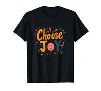 Choose Joy Inspirational Retro Print for Positivity Lovers T-Shirt, Men, Black, 3XL