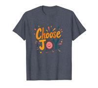 Choose Joy Inspirational Retro Print for Positivity Lovers T-Shirt, Men, Heather Blue, 3XL