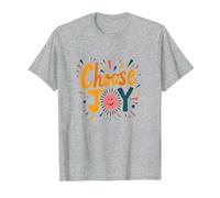 Choose Joy Inspirational Retro Print for Positivity Lovers T-Shirt, Men, Heather Grey, 3XL