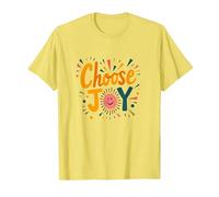 Choose Joy Inspirational Retro Print for Positivity Lovers T-Shirt, Men, Lemon, 3XL