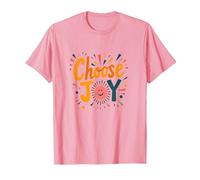 Choose Joy Inspirational Retro Print for Positivity Lovers T-Shirt, Men, Pink, 3XL