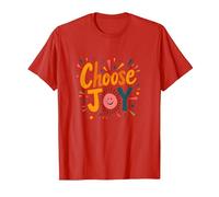 Choose Joy Inspirational Retro Print for Positivity Lovers T-Shirt, Men, Red, 3XL