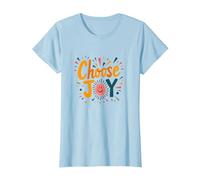 Choose Joy Inspirational Retro Print for Positivity Lovers T-Shirt, Women, Baby Blue, 3XL