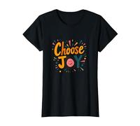 Choose Joy Inspirational Retro Print for Positivity Lovers T-Shirt, Women, Black, 3XL