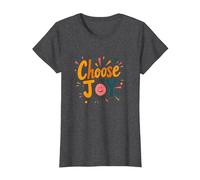 Choose Joy Inspirational Retro Print for Positivity Lovers T-Shirt, Women, Dark Heather Grey, 3XL