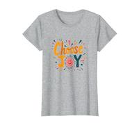 Choose Joy Inspirational Retro Print for Positivity Lovers T-Shirt, Women, Heather Grey, 3XL