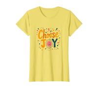 Choose Joy Inspirational Retro Print for Positivity Lovers T-Shirt, Women, Lemon, 3XL