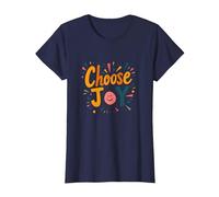 Choose Joy Inspirational Retro Print for Positivity Lovers T-Shirt, Women, Navy Blue, 3X-Large