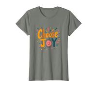 Choose Joy Inspirational Retro Print for Positivity Lovers T-Shirt, Women, Olive Heather, 3X-Large