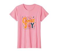 Choose Joy Inspirational Retro Print for Positivity Lovers T-Shirt, Women, Pink, 3XL