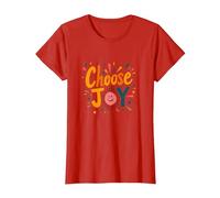 Choose Joy Inspirational Retro Print for Positivity Lovers T-Shirt, Women, Red, 3XL