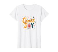 Choose Joy Inspirational Retro Print for Positivity Lovers T-Shirt, Women, White, 3XL