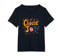 Choose Joy Inspirational Retro Print for Positivity Lovers T-Shirt, Women's Plus, Black, 3X