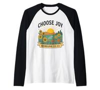 Choose Joy - Romans 15:13 Retro Sunflower Christian Raglan Baseball Tee