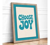 Choose Joy Typography Framed Wall Art Print A1 Oak