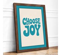 Choose Joy Typography Framed Wall Art Print A1 Walnut