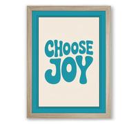 Choose Joy Typography Framed Wall Art Print A3 (42×29.7cm) Oak, Wall Decor for Living Room, Bedroom, Office & Home, Ready to Hang, Art Gift