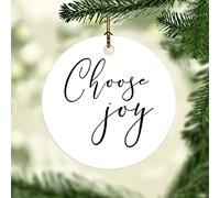 Choose Joy With Saying Pendant Christmas Tree Ornaments Ceramic Decor Keepsake For Family Festival Girls 7.3Cm