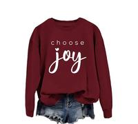 Choose Joy Women's Choose Joy Inspirational Sweatshirt, Positive Message Crewneck Pullover, Soft Cotton Long Sleeve Casual Top for Autumn Winter