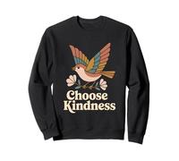 Choose Kindness Flying Bird Floral Boho Retro Folk Art Sweatshirt