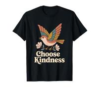 Choose Kindness Flying Bird Floral Boho Retro Folk Art T-Shirt