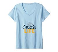 Choose Life: Inspiring Nature Wisdom for Positivity Seekers V-Neck T-Shirt, Women, Baby Blue, L