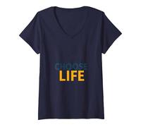Choose Life: Inspiring Nature Wisdom for Positivity Seekers V-Neck T-Shirt, Women, Navy, L