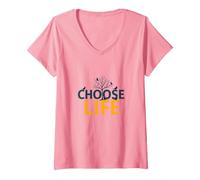 Choose Life: Inspiring Nature Wisdom for Positivity Seekers V-Neck T-Shirt, Women, Pink, L