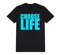 Choose Life Mens T-Shirt, Retro 80s Fancy Dress Choice of Print Colours, Made from Organic Cotton