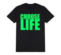Choose Life Mens T-Shirt, Retro 80s Fancy Dress Choice of Print Colours, Made from Organic Cotton