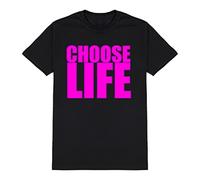 Choose Life Mens T-Shirt, Retro 80s Fancy Dress Choice of Print Colours, Made from Organic Cotton