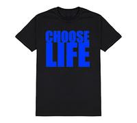 Choose Life Mens T-Shirt, Retro 80s Fancy Dress Choice of Print Colours, Made from Organic Cotton