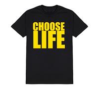 Choose Life Mens T-Shirt, Retro 80s Fancy Dress Choice of Print Colours, Made from Organic Cotton
