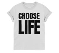Choose Life T Shirt Men and Women 80s Fancy Dress, (Large, White)