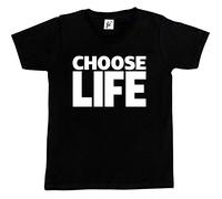 Choose Life Wham Retro 80s Fancy Dress Kids Boy Girl Cotton Short Black Sleeve T-Shirt - Size 12-14 Years