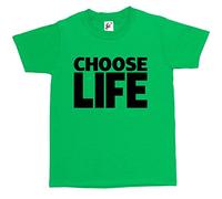 Choose Life Wham Retro 80s Fancy Dress Kids Boy Girl Cotton Short Grass Green Sleeve T-Shirt - Size 7-8 Years
