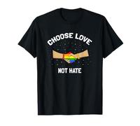 Choose Love Not Hate Rainbow Handshake Pride Message T-Shirt
