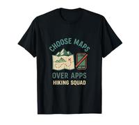 Choose Maps Over Apps Hiking Squad Vintage Map Design T-Shirt