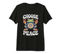 Choose Peace Tie Dye Psychedelic Frog Hippie Sign 60s Premium T-Shirt
