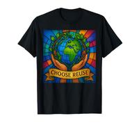 Choose Reuse Stained Glass Earth Eco Sustainability Art T-Shirt