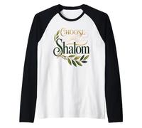 Choose Shalom Biblical Peace Christian Faith Olive Branch Raglan Baseball Tee
