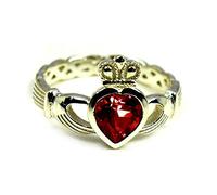 Choose Your Color Natural Gemstone Irish Claddagh Silver Ring for Friendship Love Sizes H to Z
